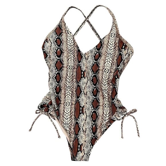 Kona Sol Snake Print One-Piece Swimsuit Size S - Picture 1 of 8
